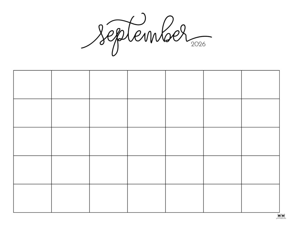 September 2026 Calendars 150 FREE Printables Printabulls