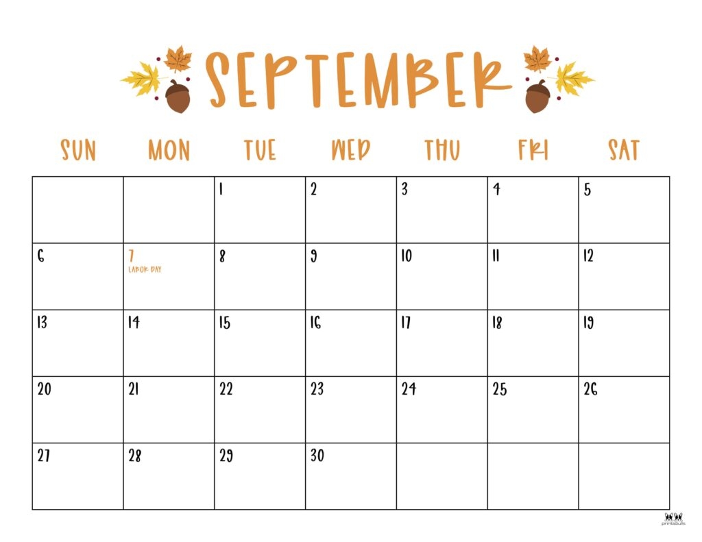 September 2026 Calendars 150 FREE Printables Printabulls