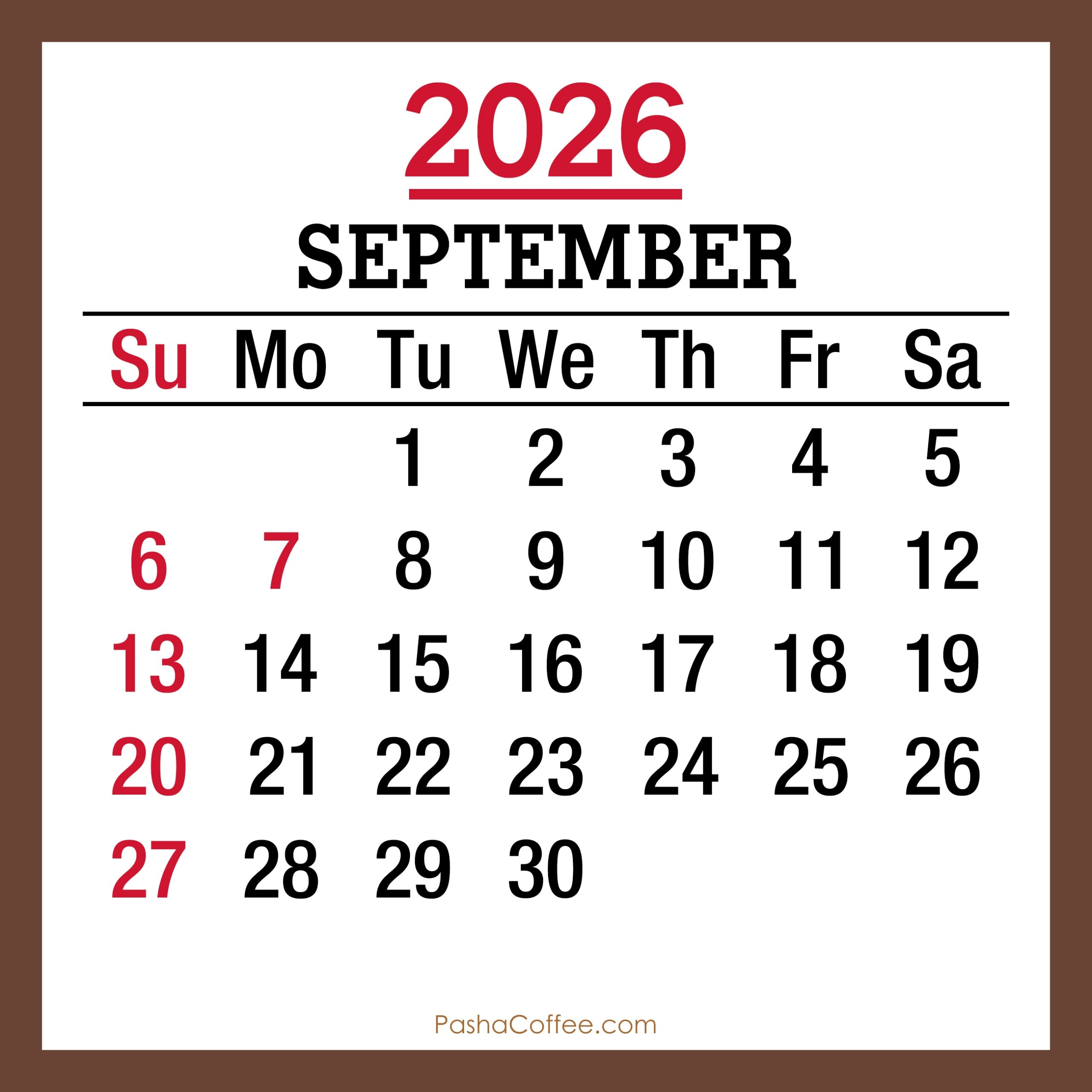 September 2026 Holiday Calendar