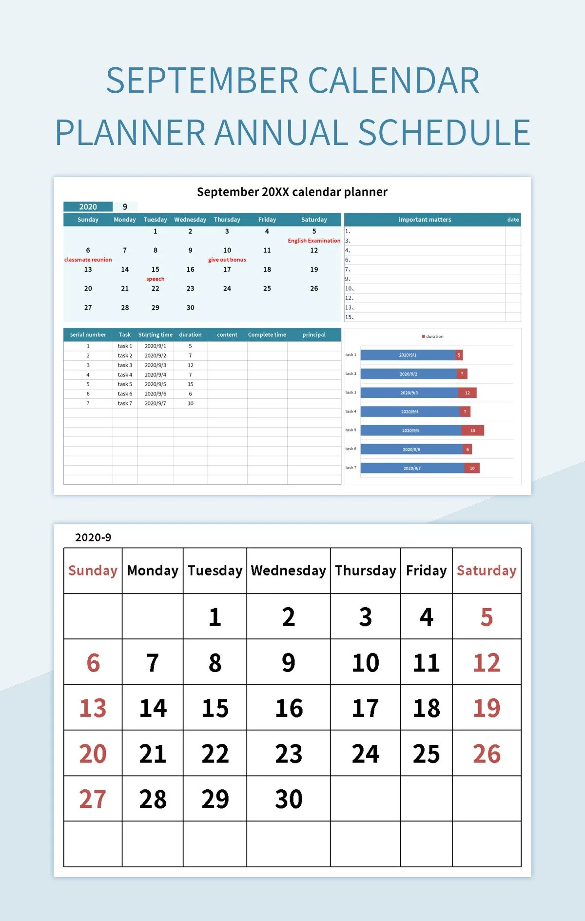 September Calendar Planner