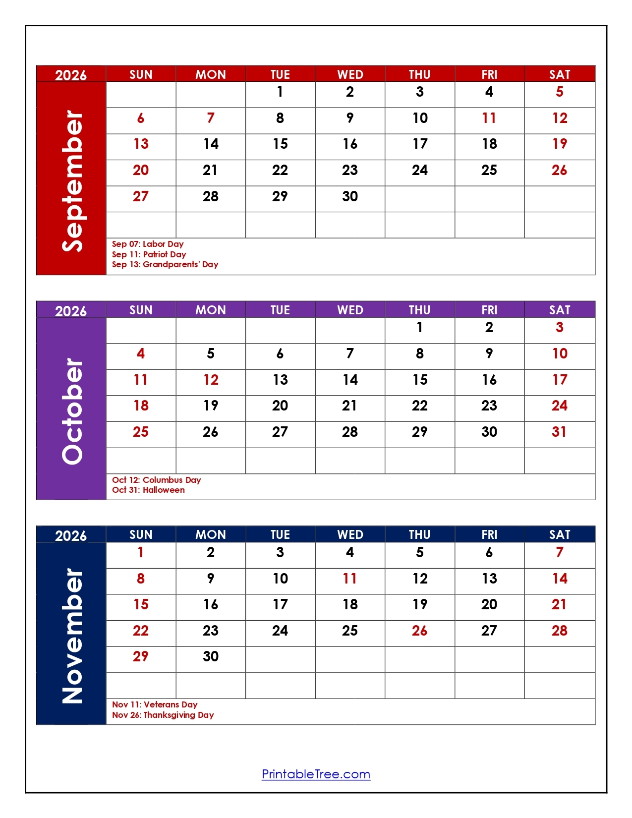 Calendar Of September 2026 And October 2026