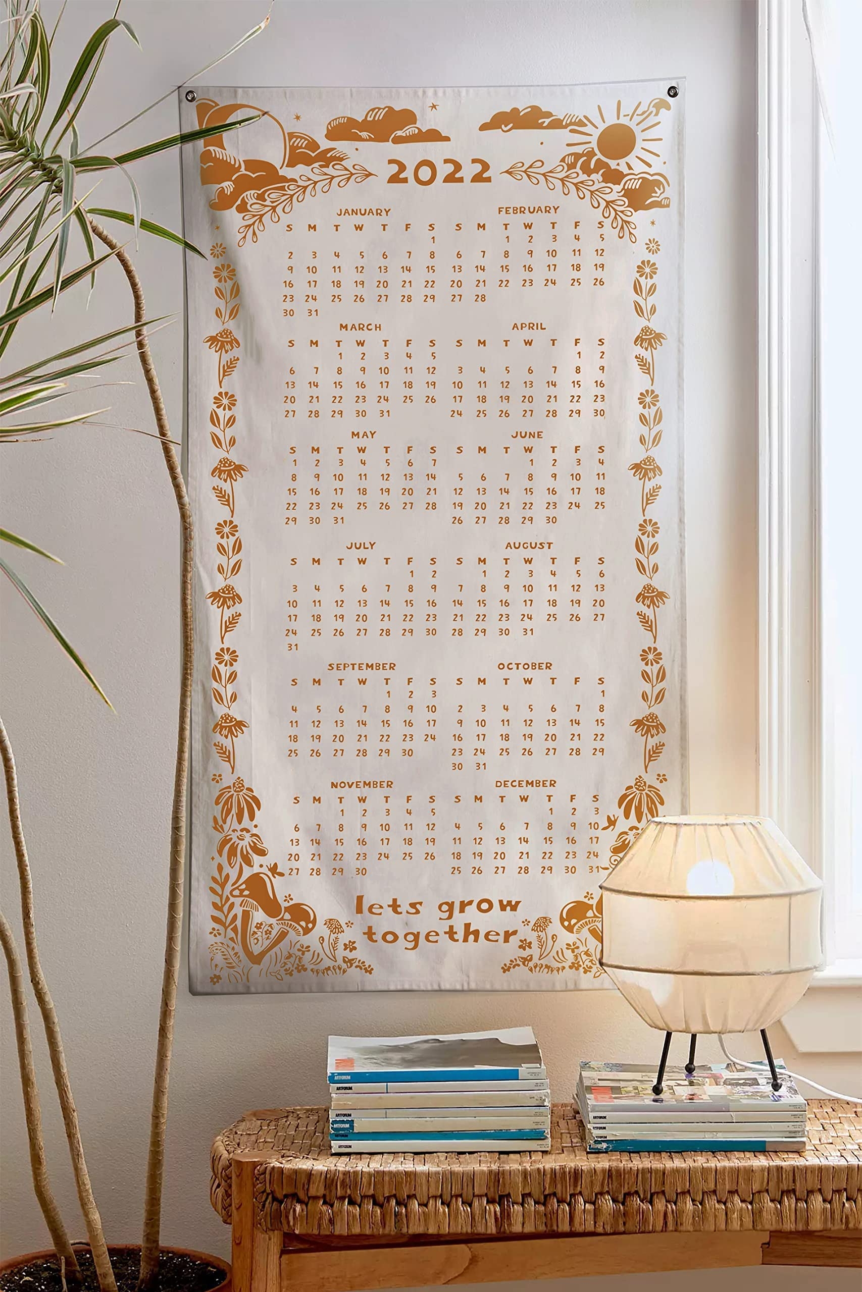 SheetKart 2022 Calendar Tapestry Aesthetic Bohemian Wall Hanging 