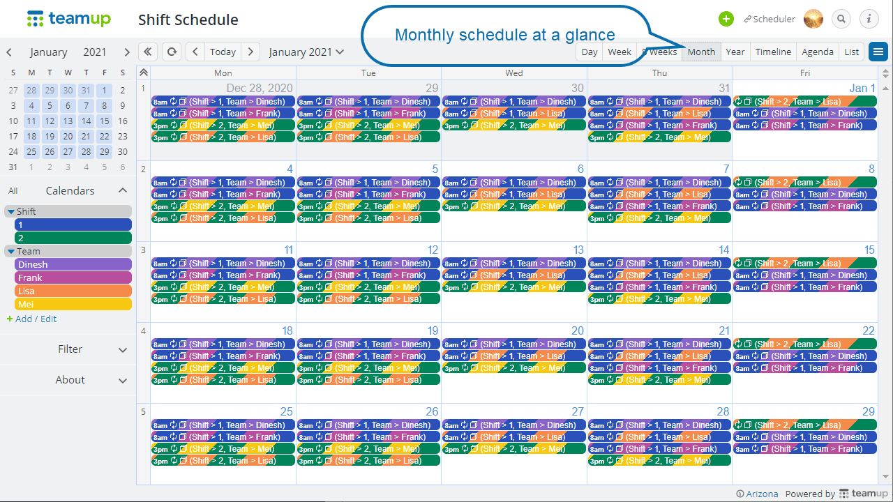 Shift Planner Calendar