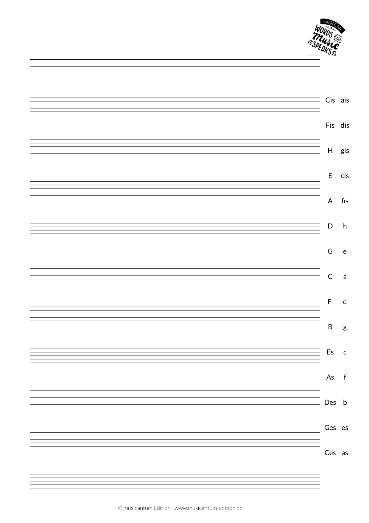 Single line Music Paper With Fifth Band Musicantum Edition