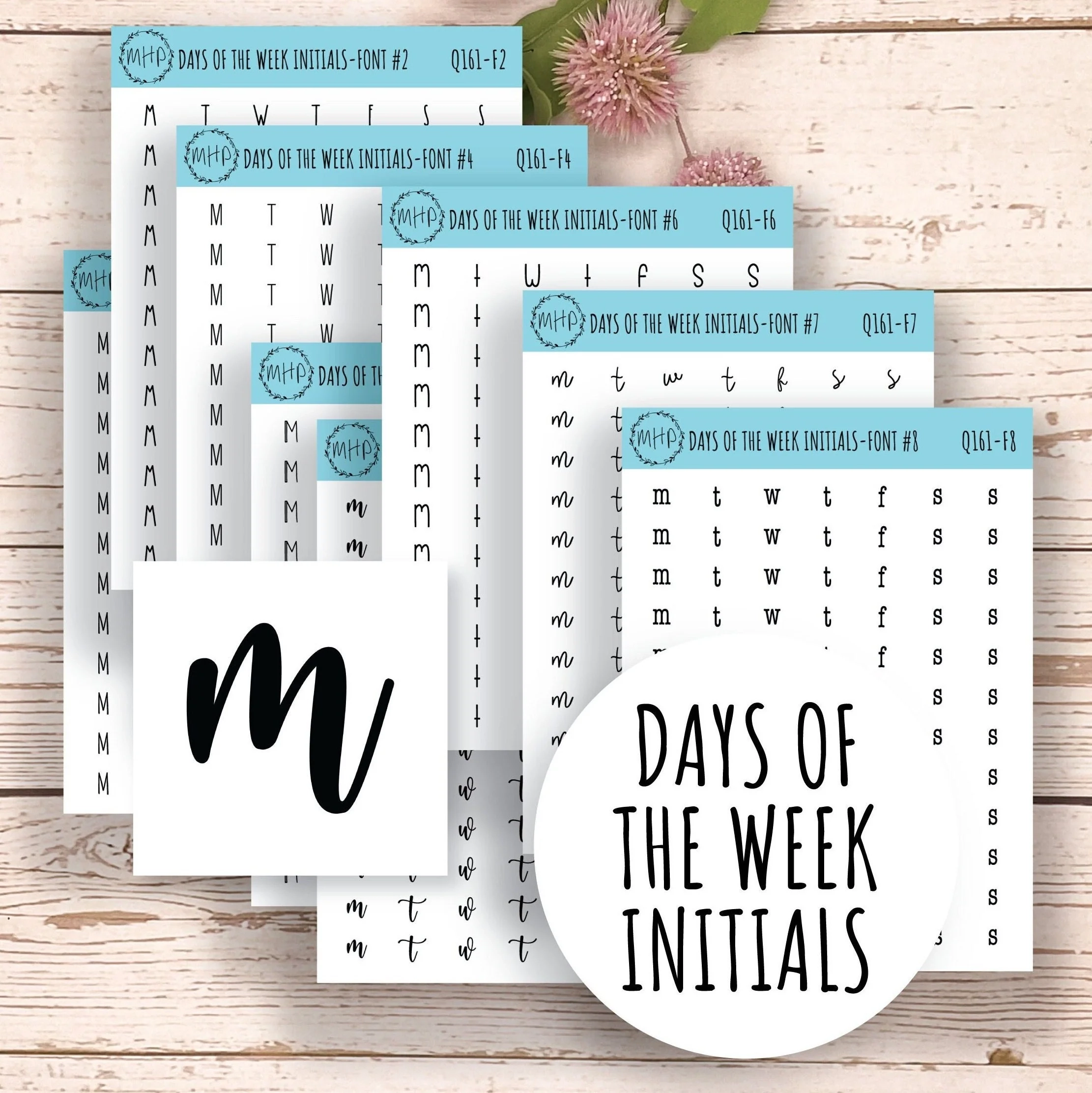 Small Days Of The Week INITIALS Planner Stickers Q161 My 