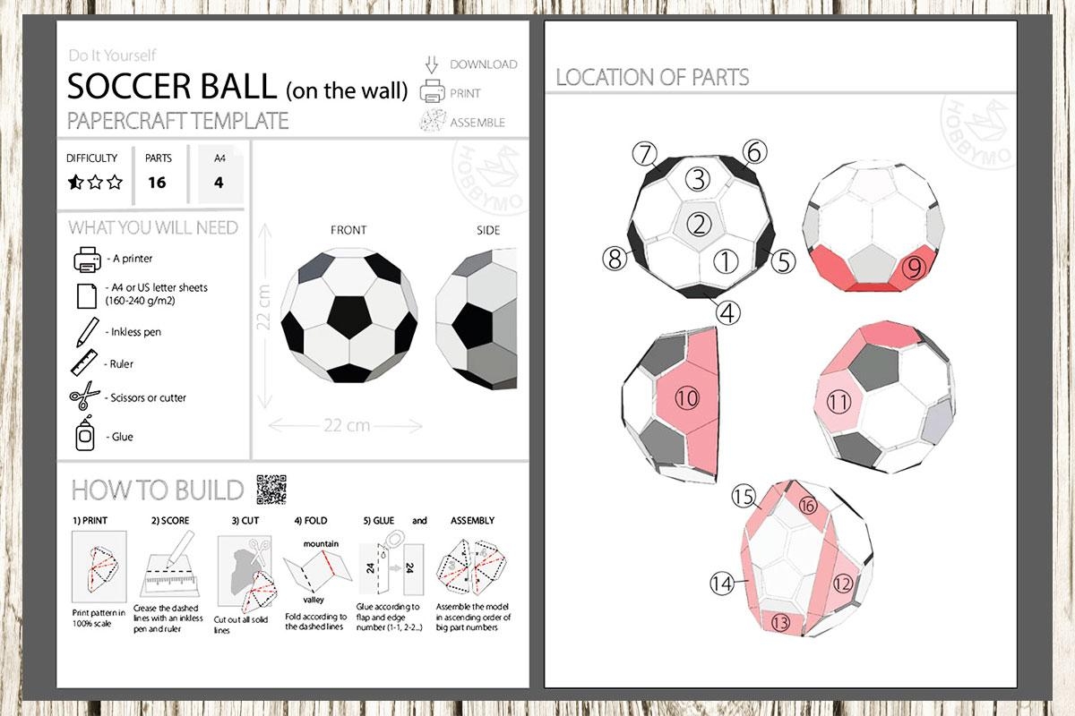 Soccer Ball On The Wall 3D Papercraft Template