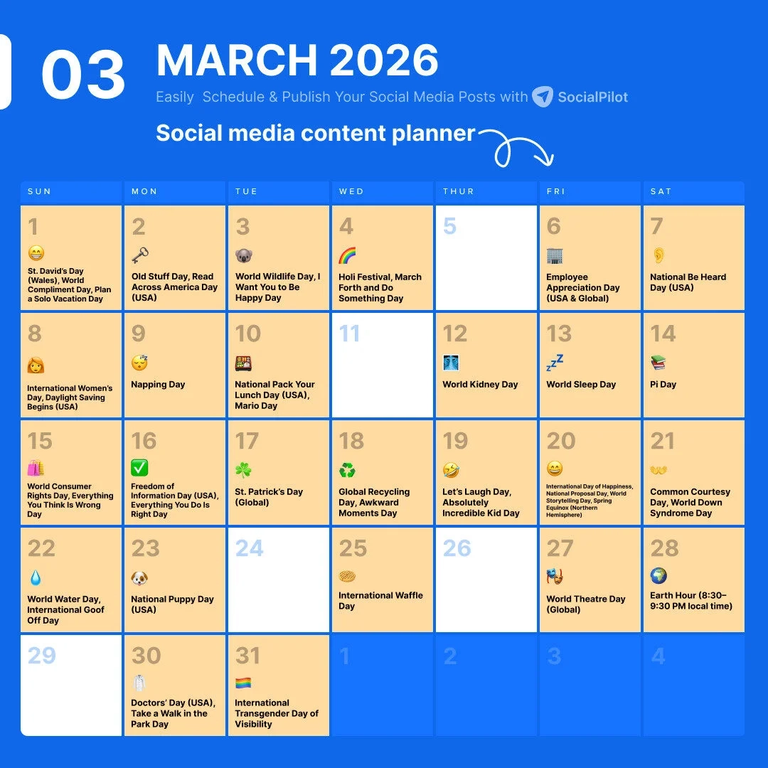 Social Media Holiday Calendar 2026 SocialPilot