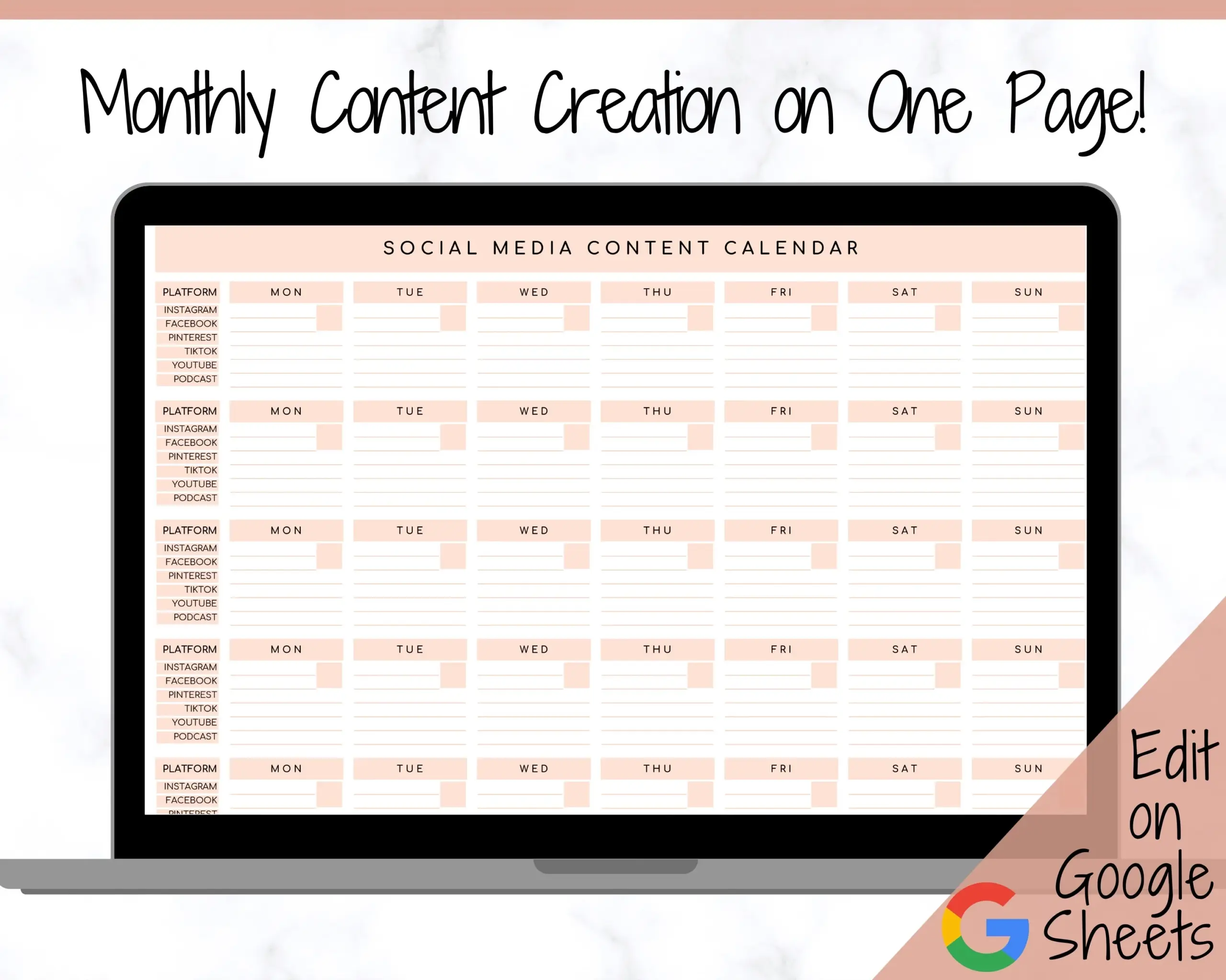 Social Media Planner Zum Ausdrucken Content Creation Kalender 