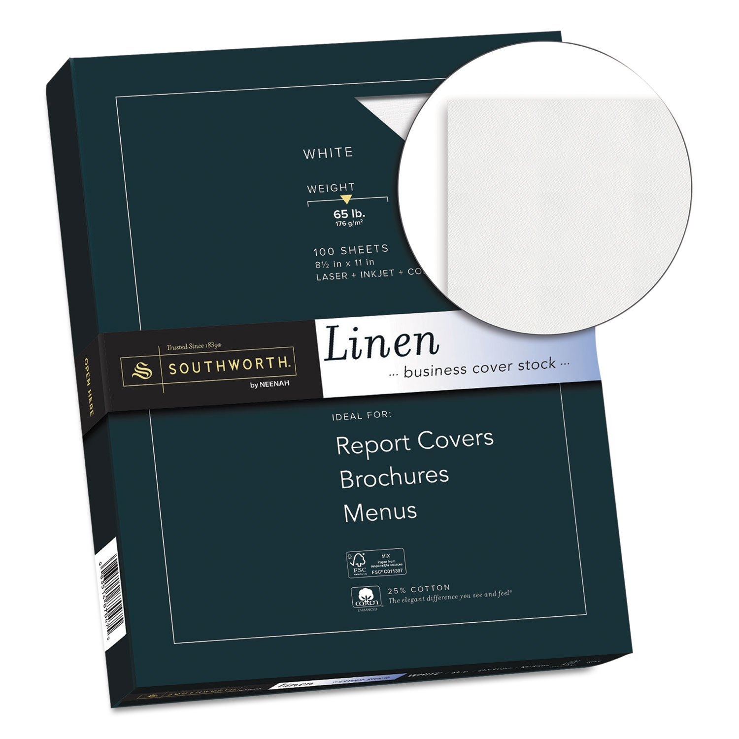 Southworth 25 Cotton Linen Coverstock 8 5 X 11 Inches White 65 Lb 100 Sheets Z550CK Amazon de Stationery amp Office Supplies