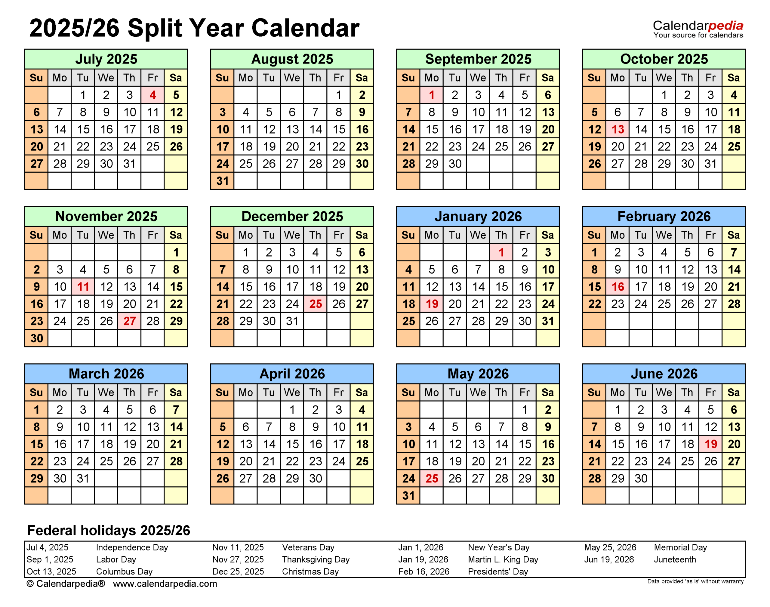 Calendar September 2026 To June 2027
