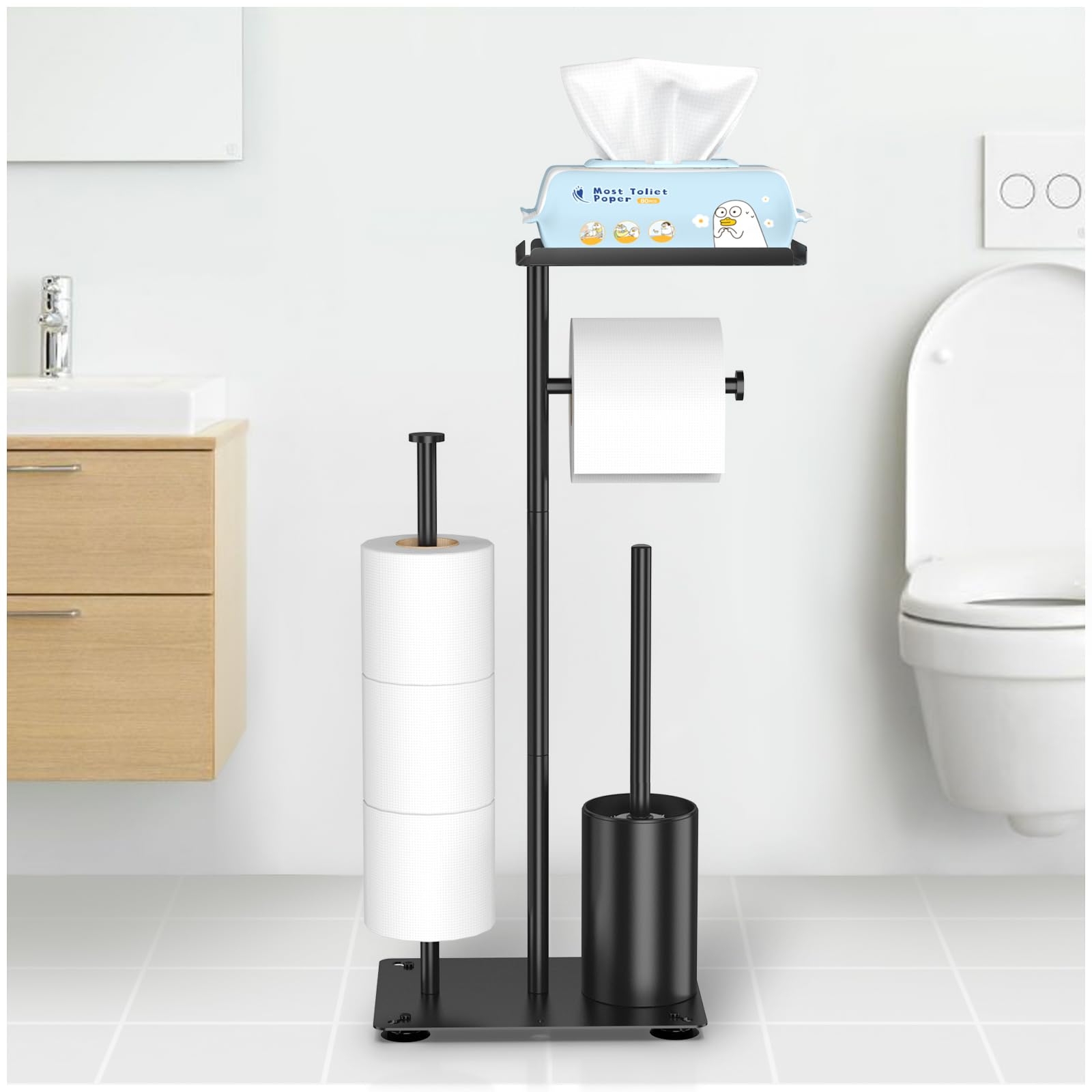 Stainless Steel Toilet Paper Holder Standing Toilet Paper Holder 