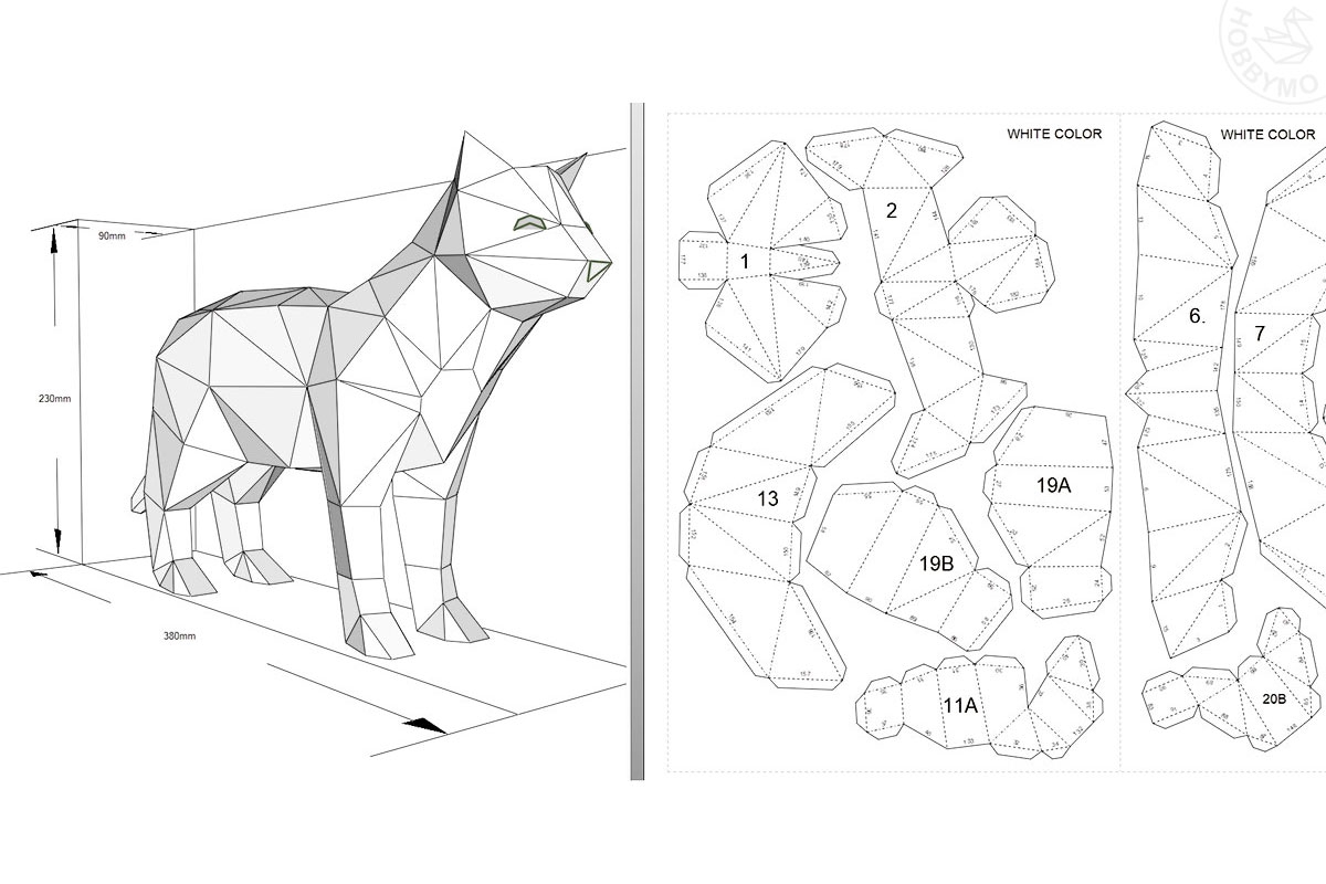 Standing Cat 3D Papercraft Template