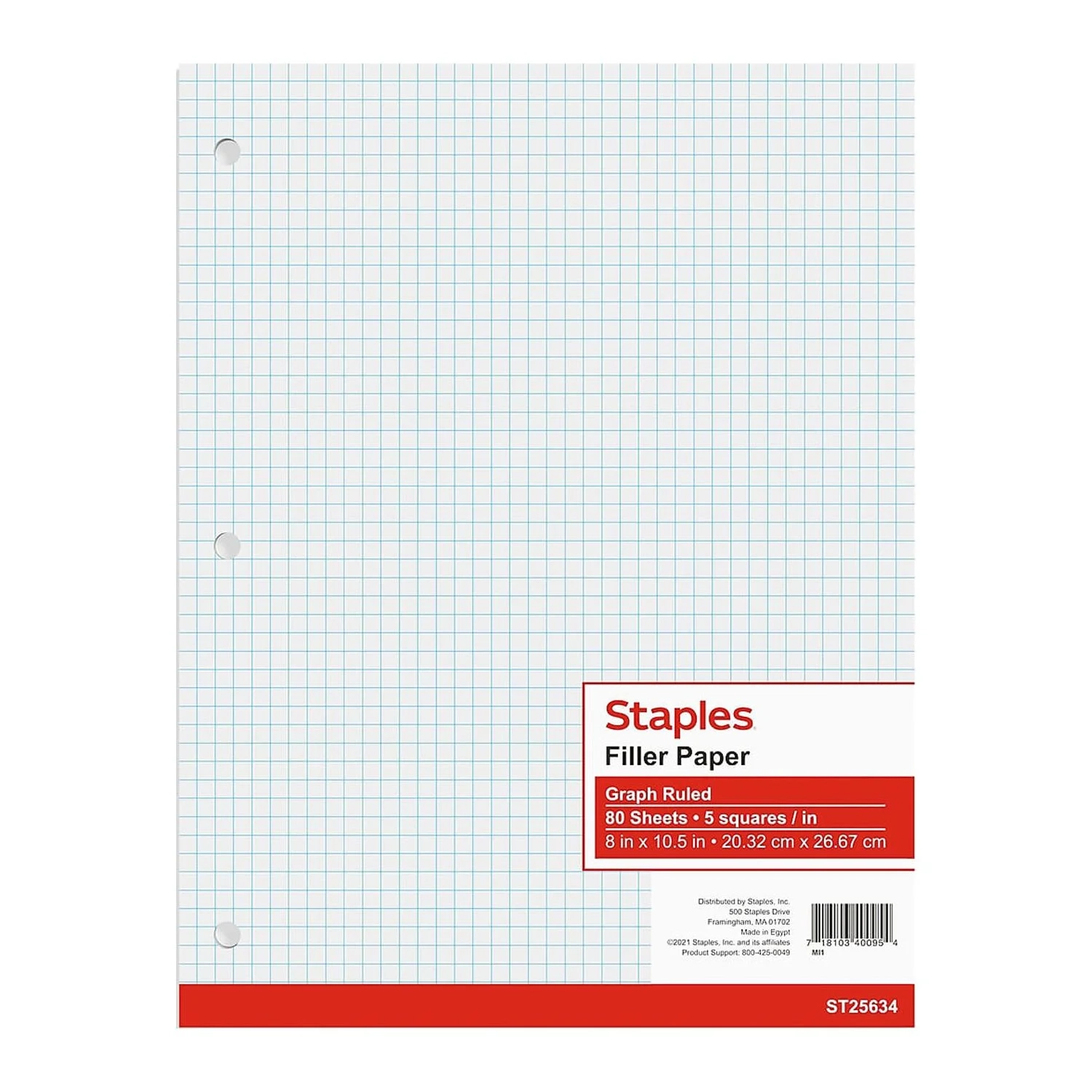 Staples Graph Ruled Filler Paper 8 X 10 5 White 3 Pack 