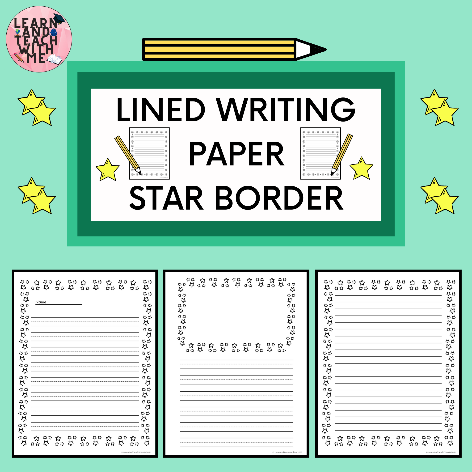 Star Borders Lined Writing Papers With Picture Boxes Made By 