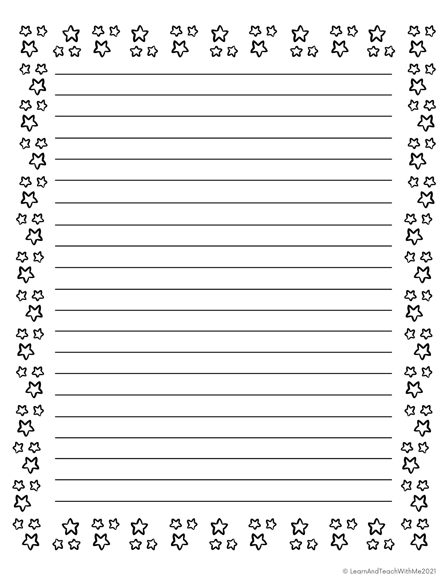 Star Borders Lined Writing Papers With Picture Boxes Made By 