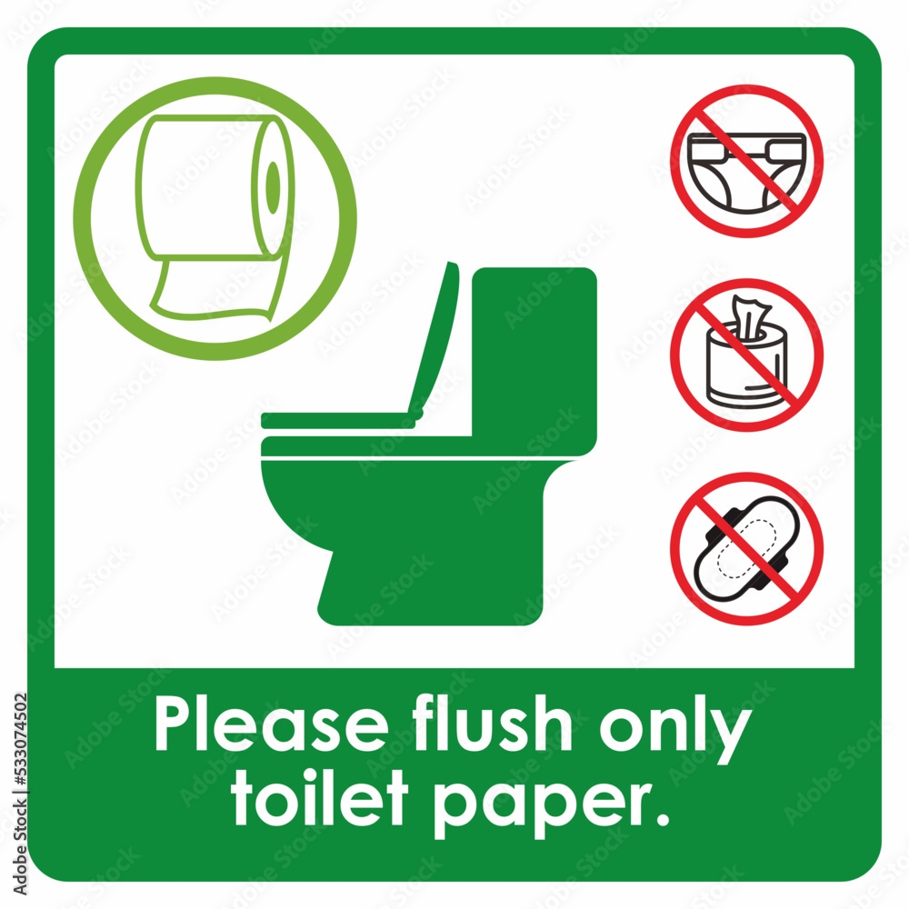 Stock Vektorgrafik Please Flush Only Toilet Paper Sign Template 