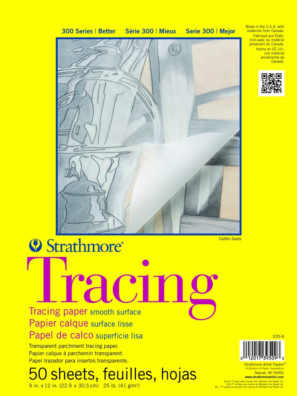 Strathmore 300 Series Tracing Paper Pad 9x12 50 Sheets 25lb 