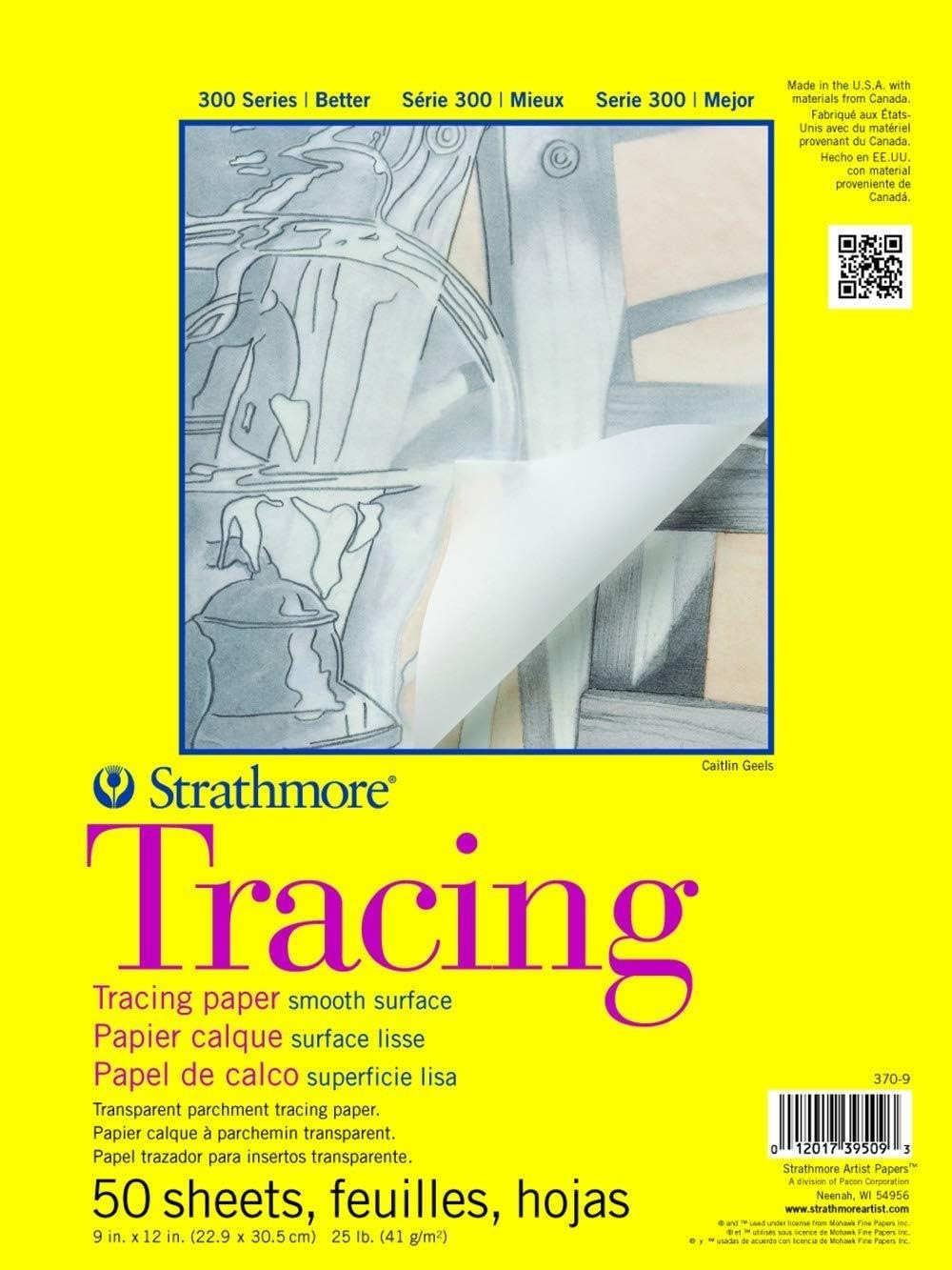 Strathmore 300 Series Tracing Paper Pad Tape Bound 9x12 Inches 