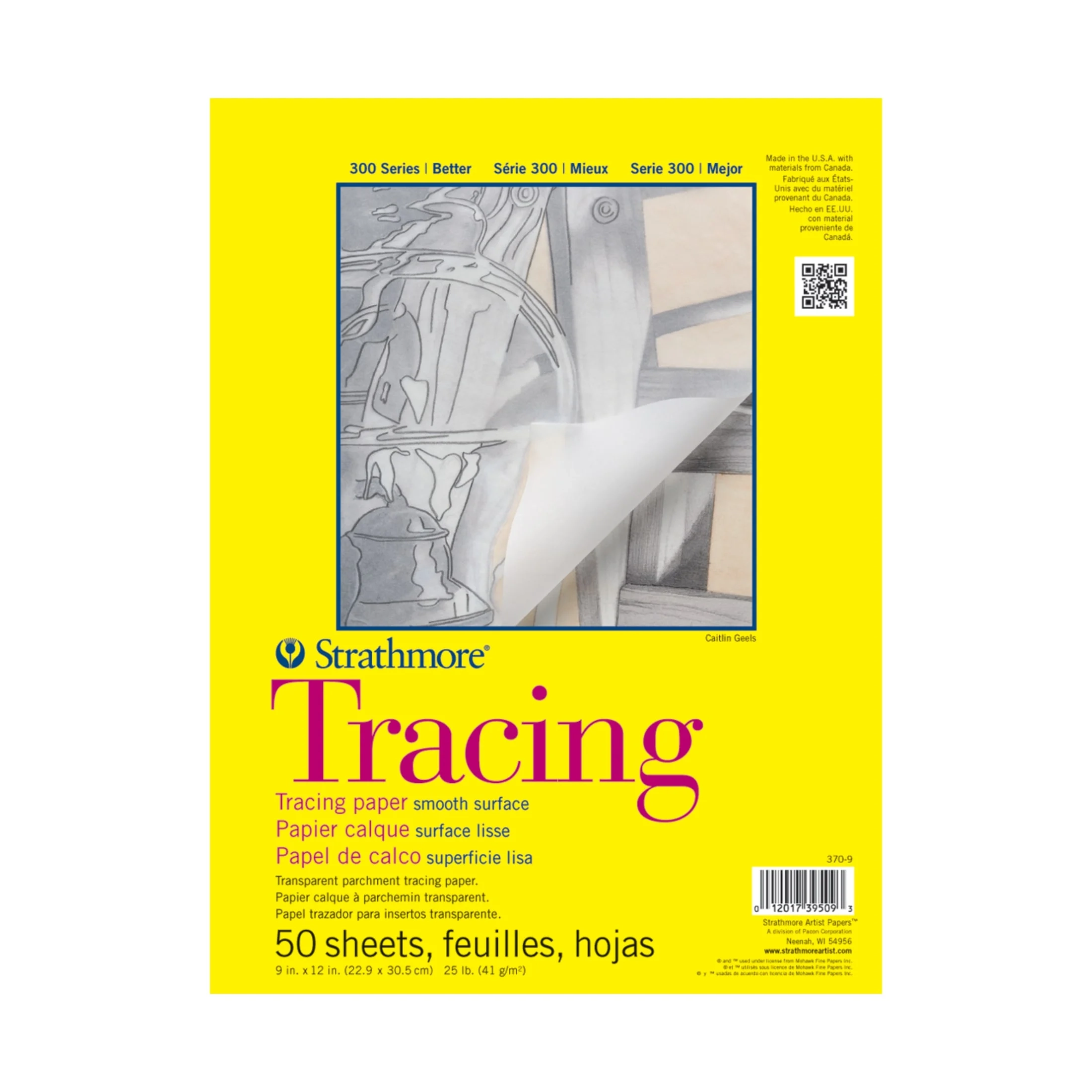 Strathmore Tracing Paper Pad 300 Series Tape Bound 50 Sheets 