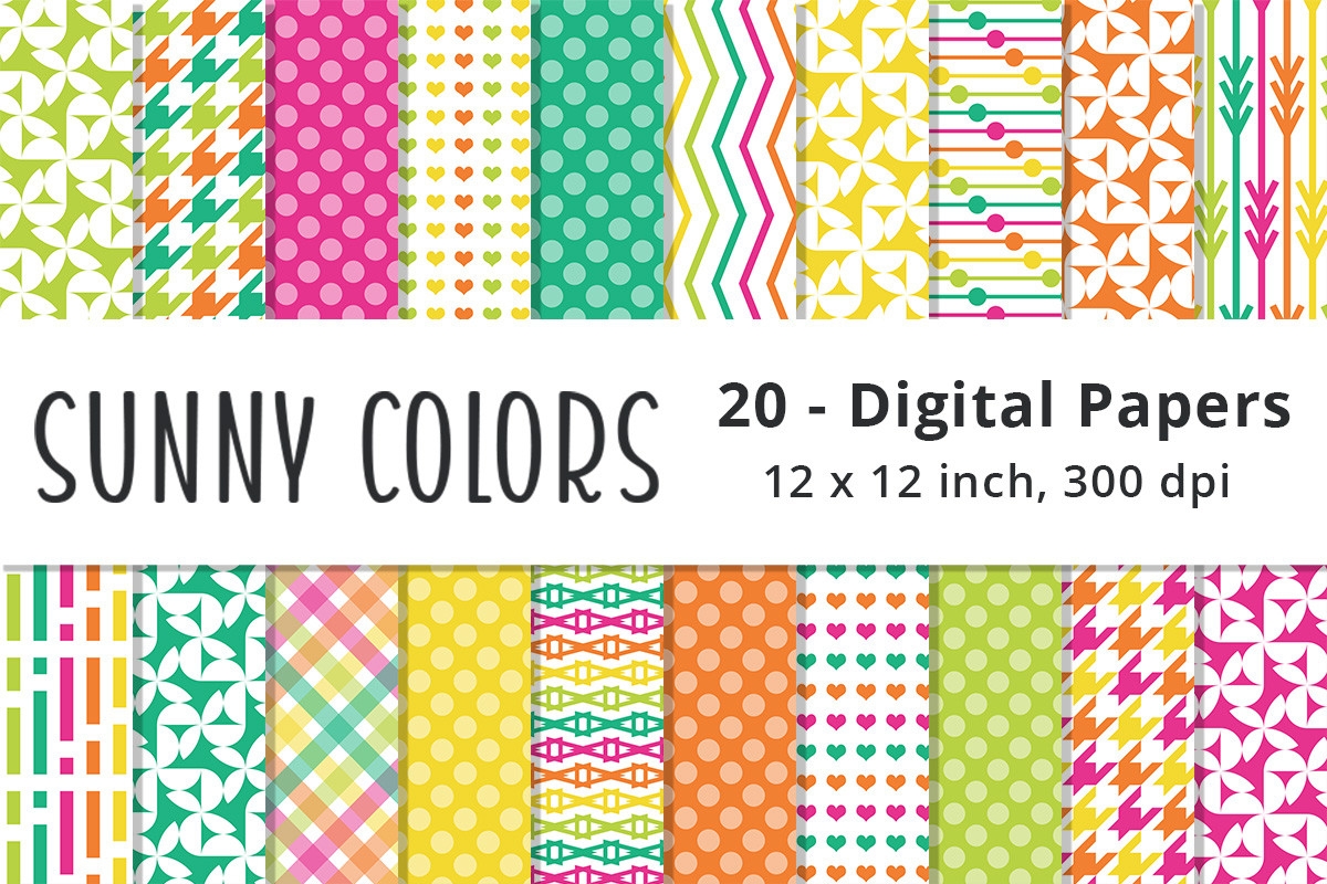 Sunny Colored Printable Scrapbook Paper Grafik Von Lemon Paper Lab 