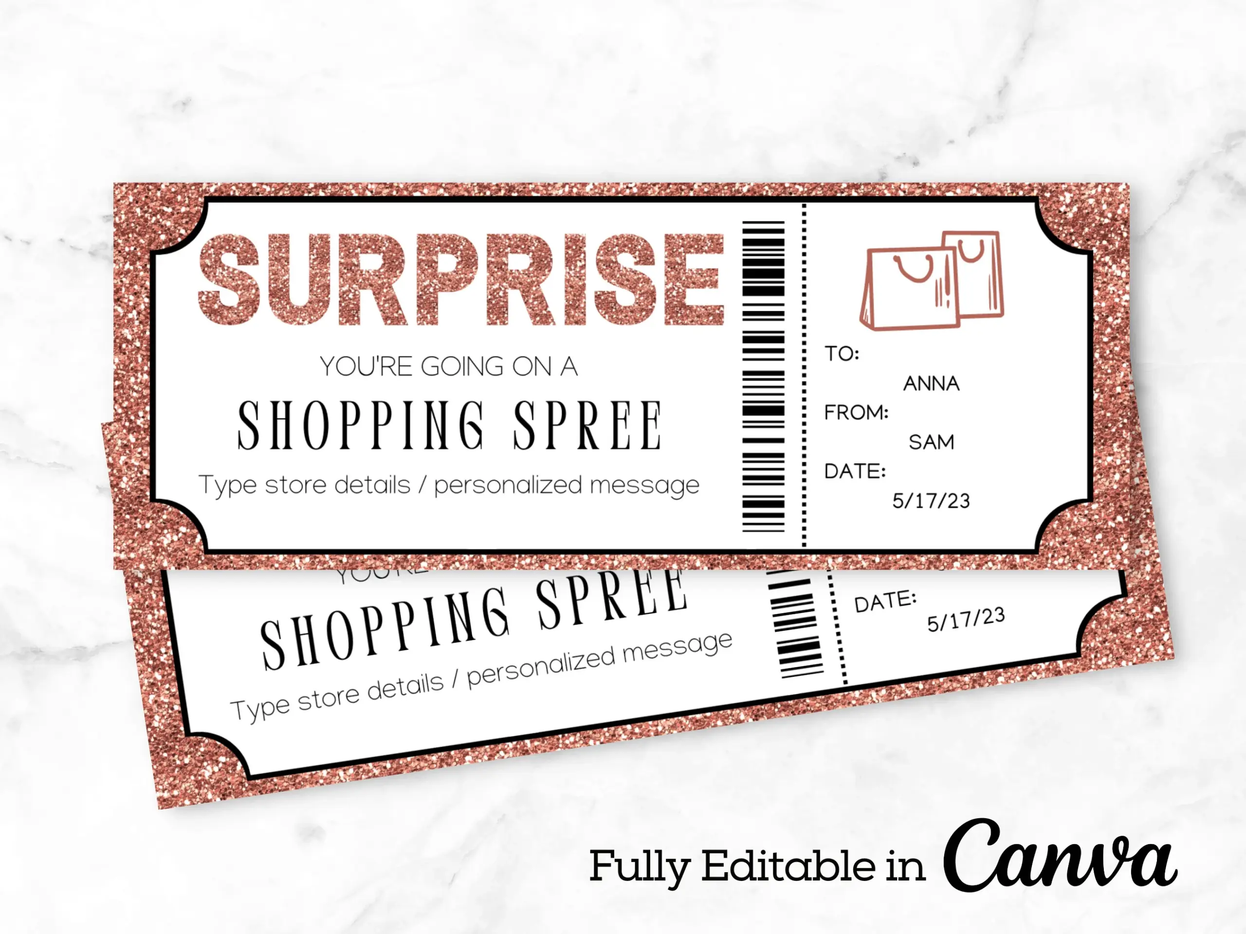 Surprise Shopping Spree Zertifikat Vorlage Einkaufsbummel 