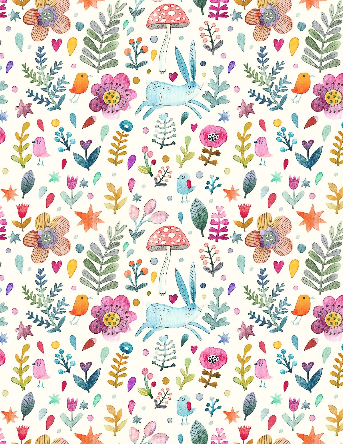 Sweet Watercolor Bunny Gift Wrap Free Printable TINSELBOX