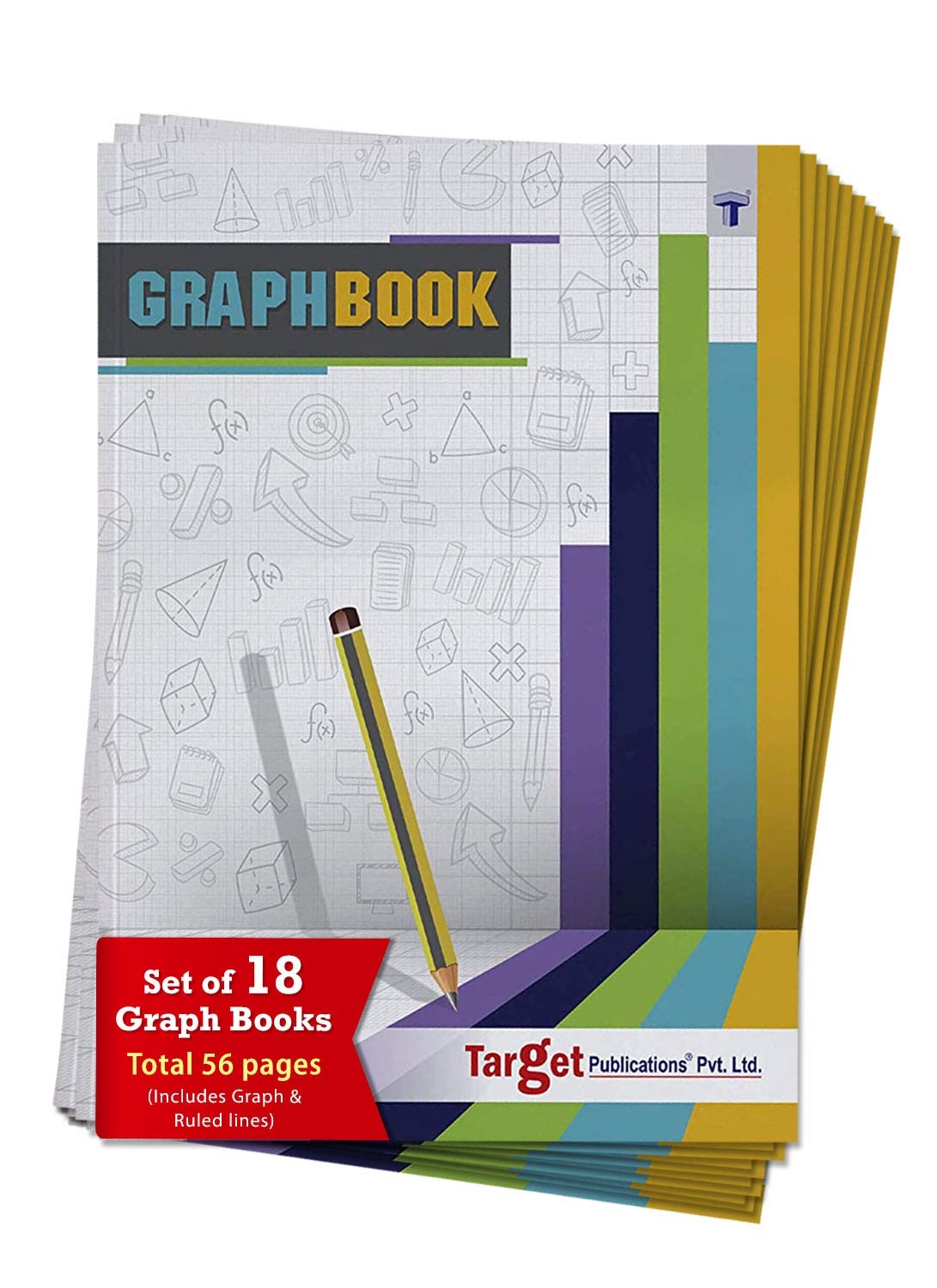 TARGET PUBLICATIONS Graph Book A4 Size 56 Pages Soft Cover Numbered Pages And Ruled Margins Graph Paper With 1 Cm Squares Maths Graph Sheets 