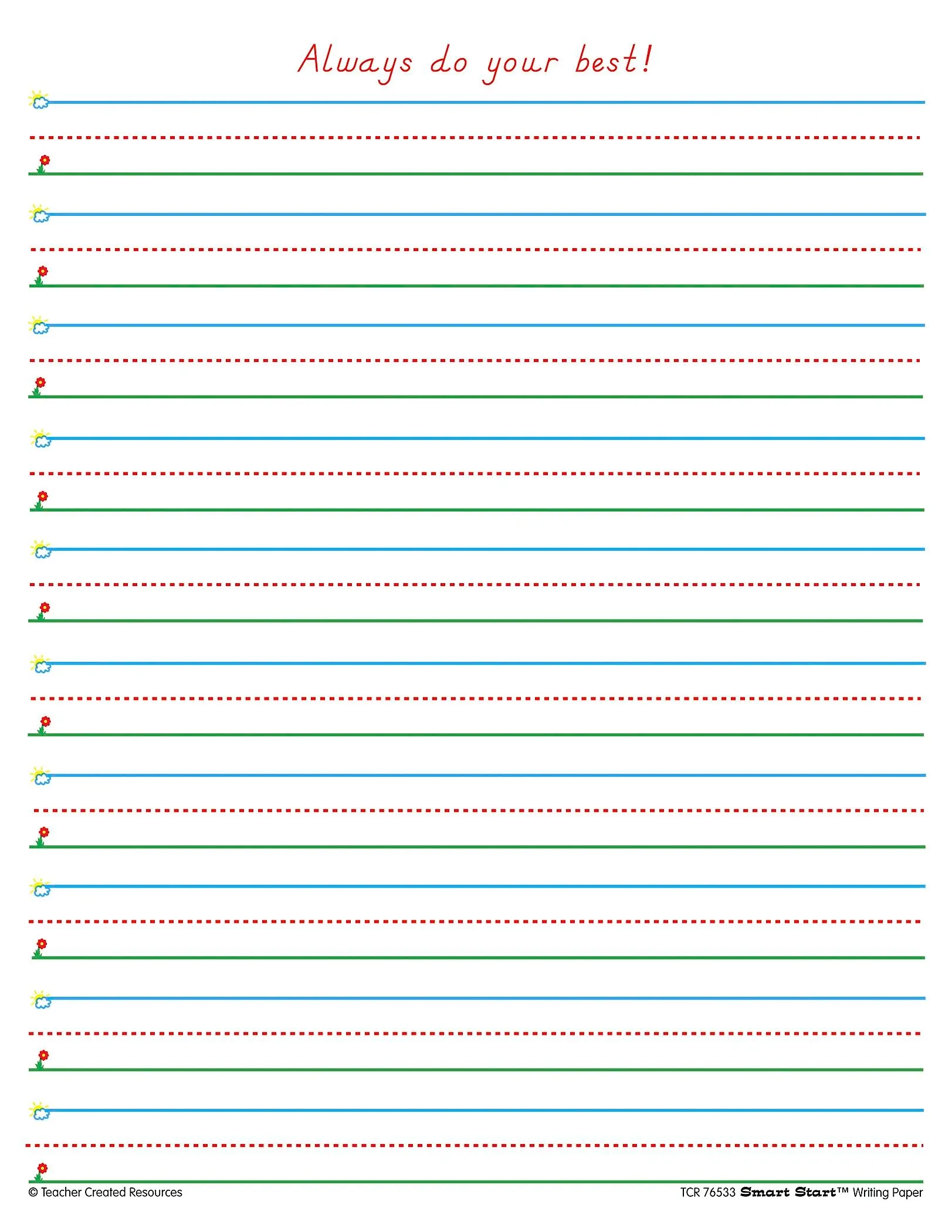 Teacher Created Resources Smart Start Writing Paper Letter Size 