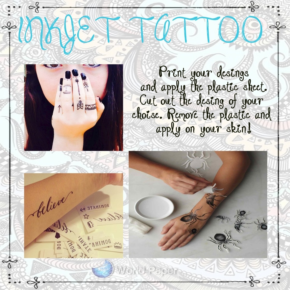 Temporary Tattoo Paper Inkjet Laser Printable Make 