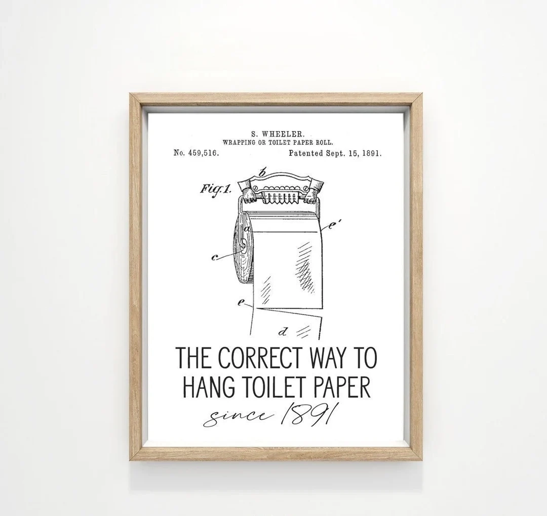 The Correct Way To Hang Toilet Paper Funny Bathroom Wall Art 