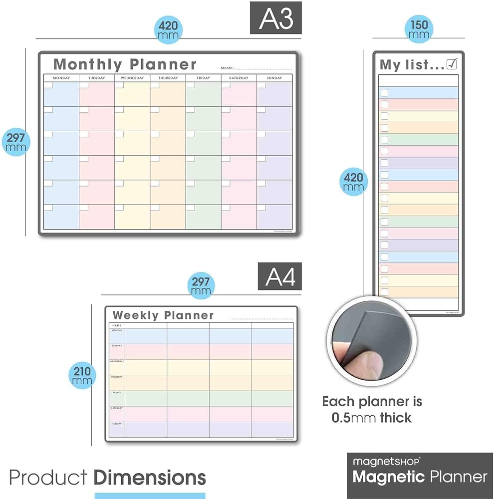 The Magnet Shop Magnetic Whiteboard Planner Package Custom Dry Erase Set Weekly Planner My List Monthly Calendar Pastel Package 1 Amazon de 