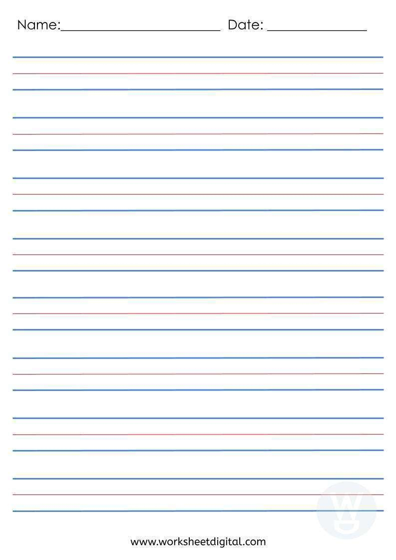 Three Lined Writing Paper Worksheet Digital 1 Teacher Made 