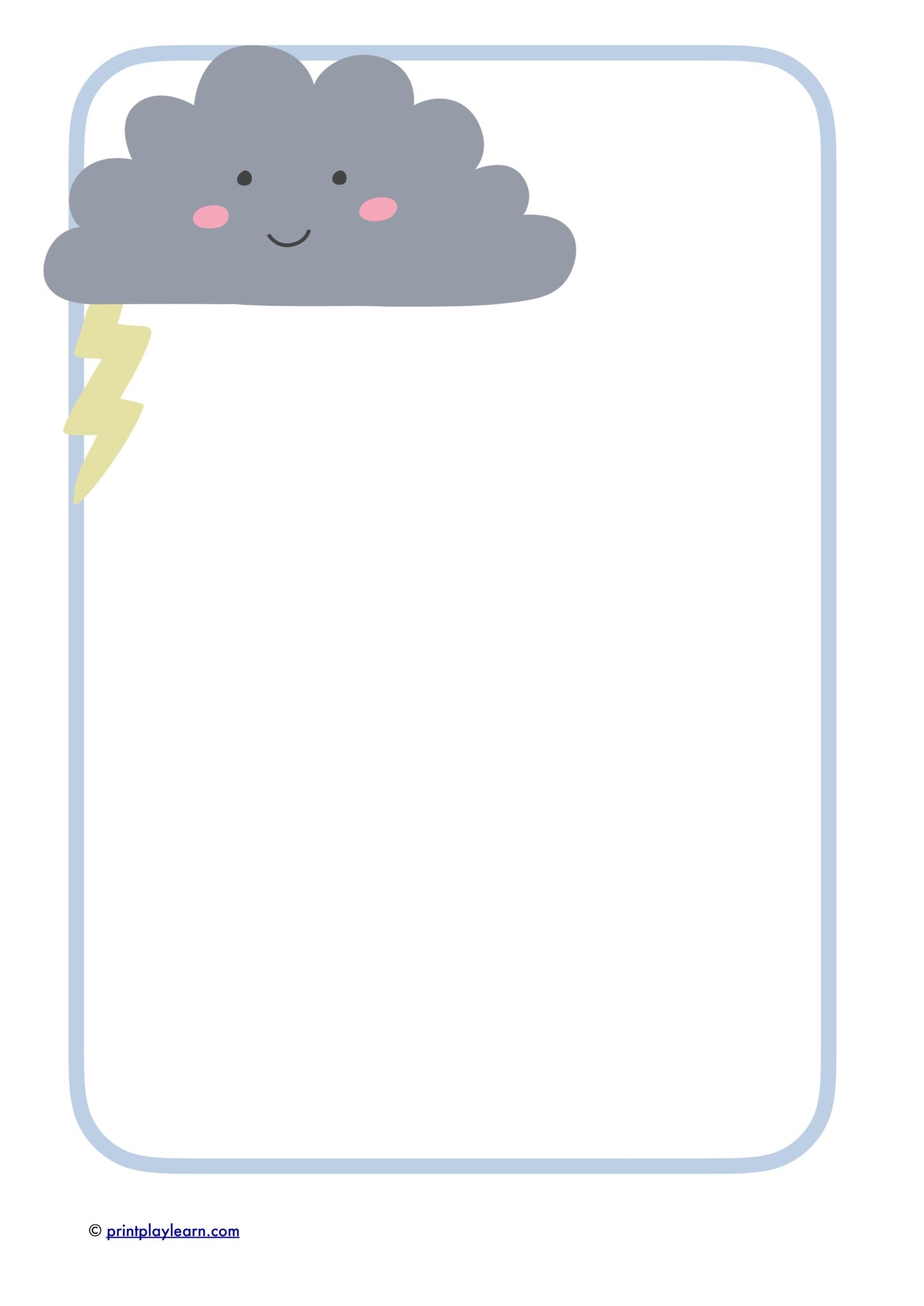 Thunder Writing Paper Printable Teaching Resources Print Play 