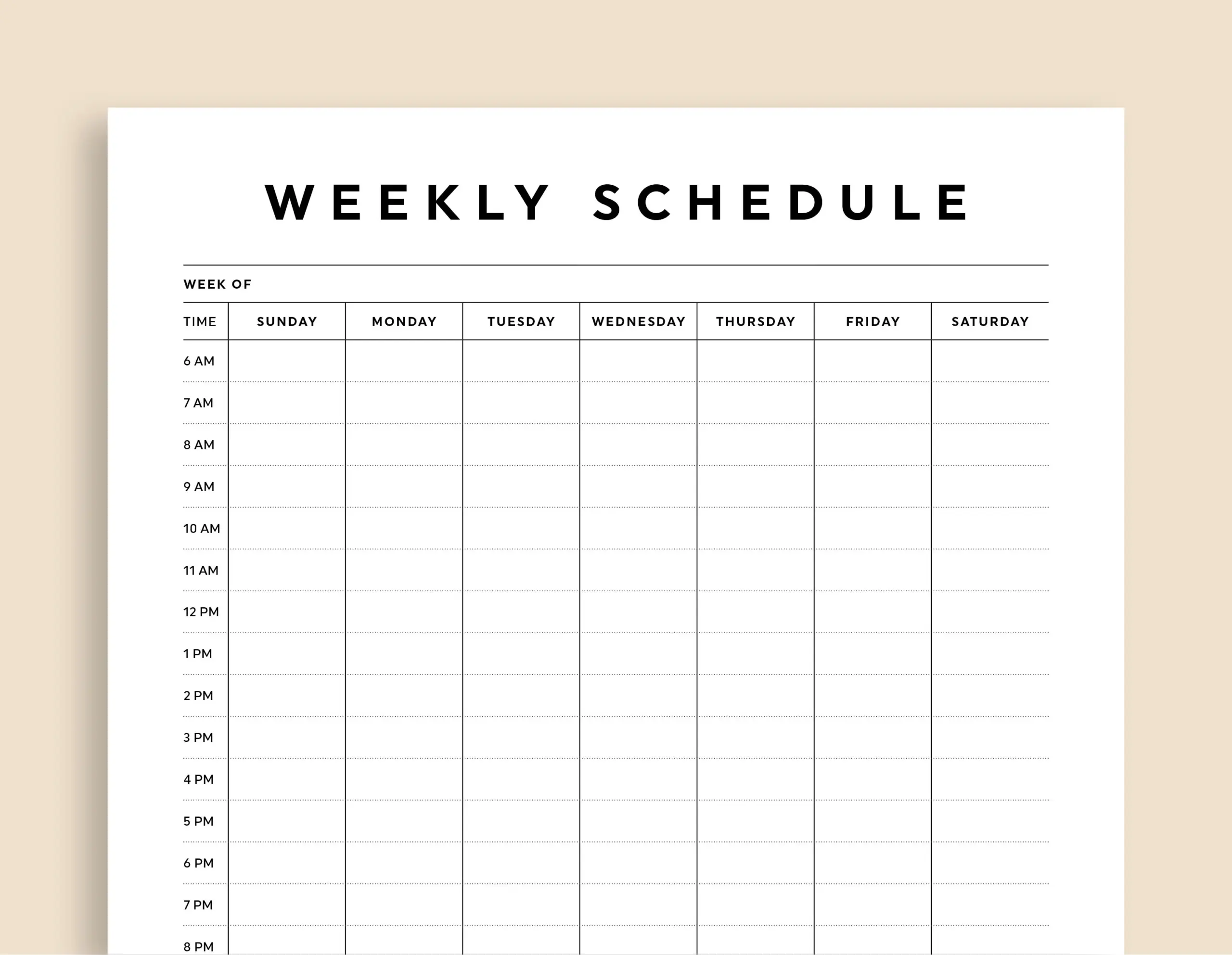 Time Block Planner Printable Hourly Weekly Schedule Daily Agenda 