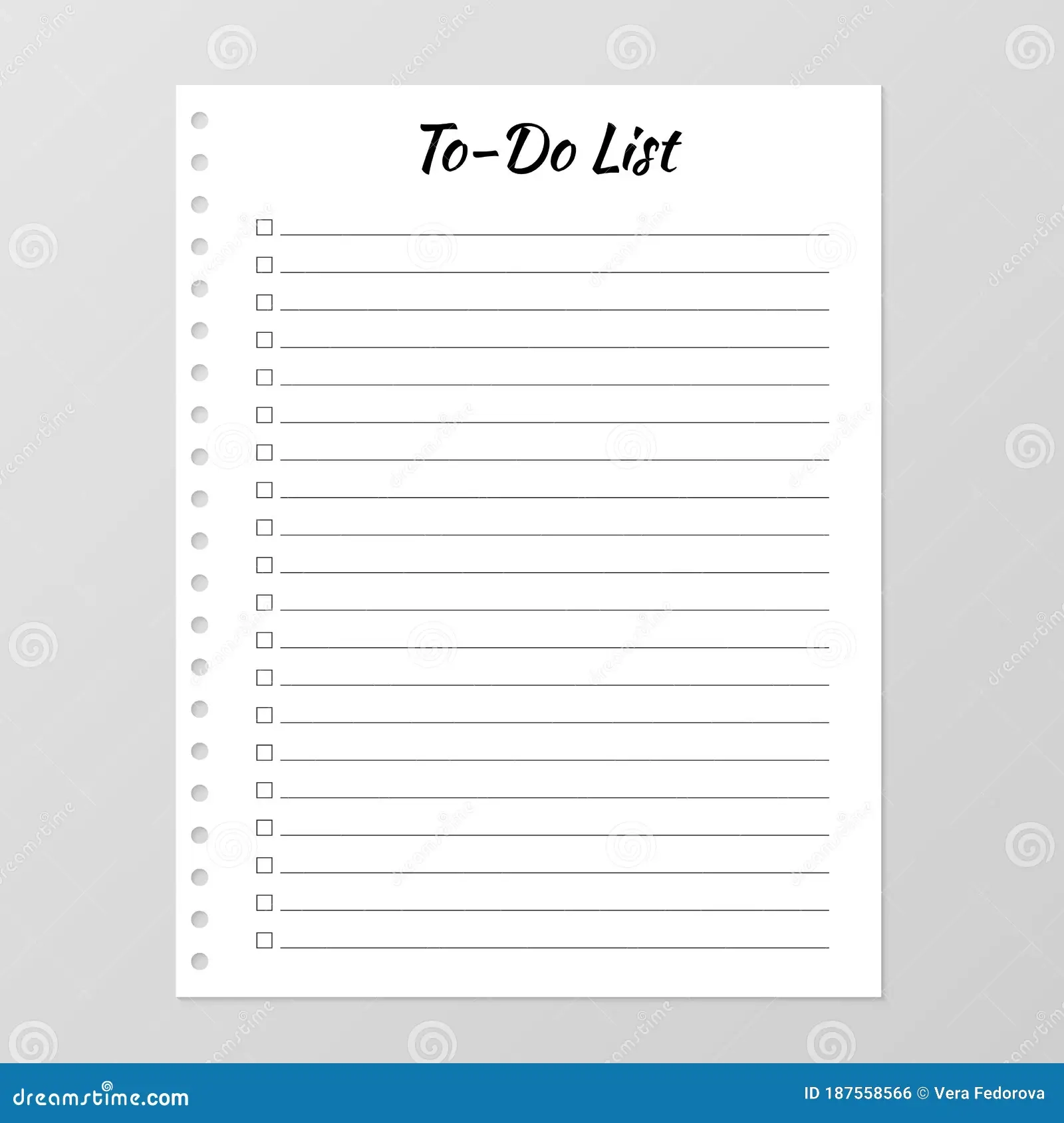 To Do List Template Daily Planner Page Lined Paper Sheet Blank 