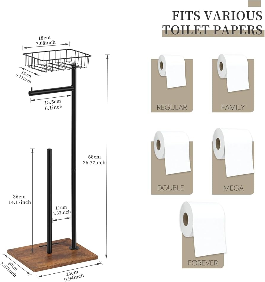 Toilet Roll Holder Freestanding Toilet Paper Holder With Top 