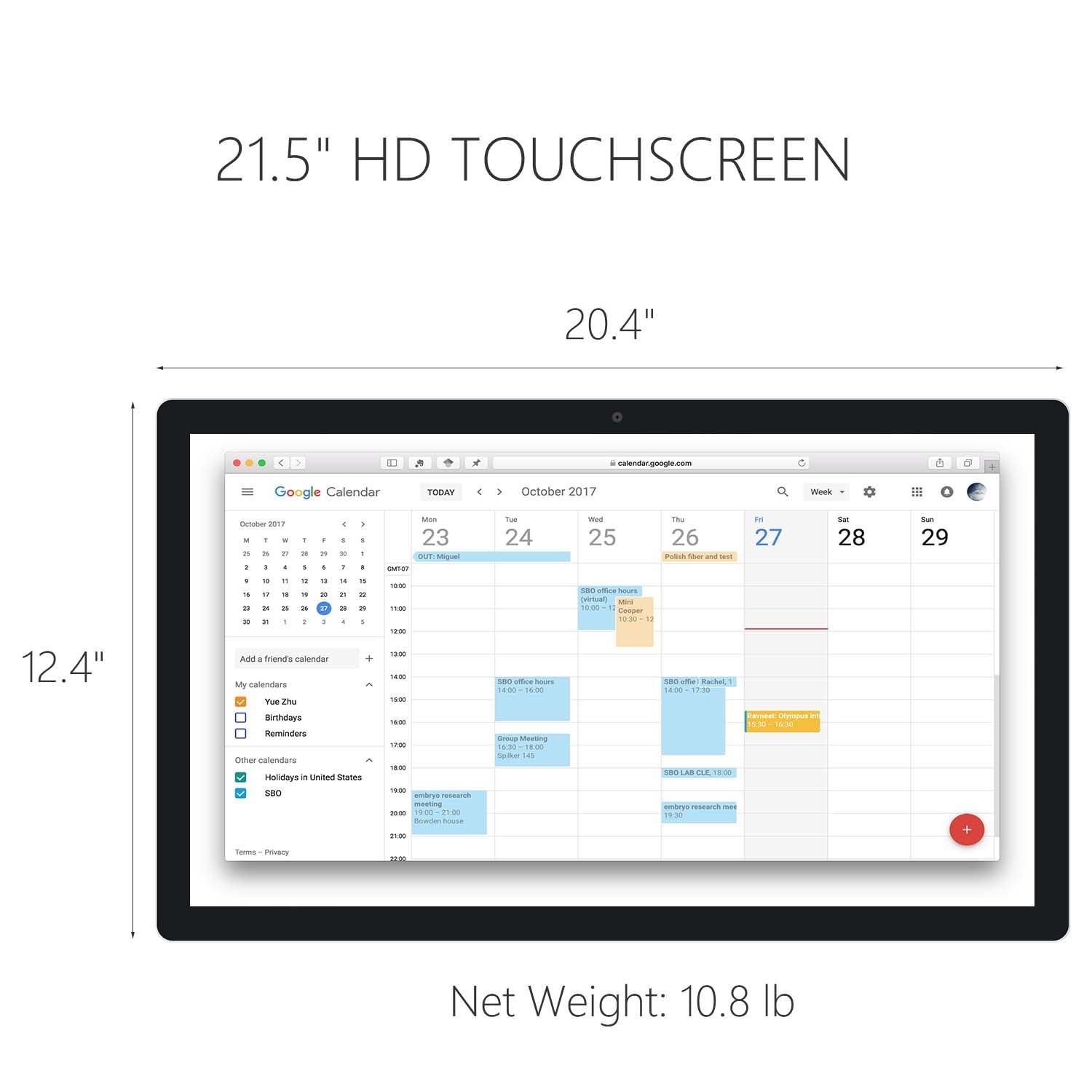 TouchWo 21 5 Digital Calendar With Touch Screen And Wall Planner 