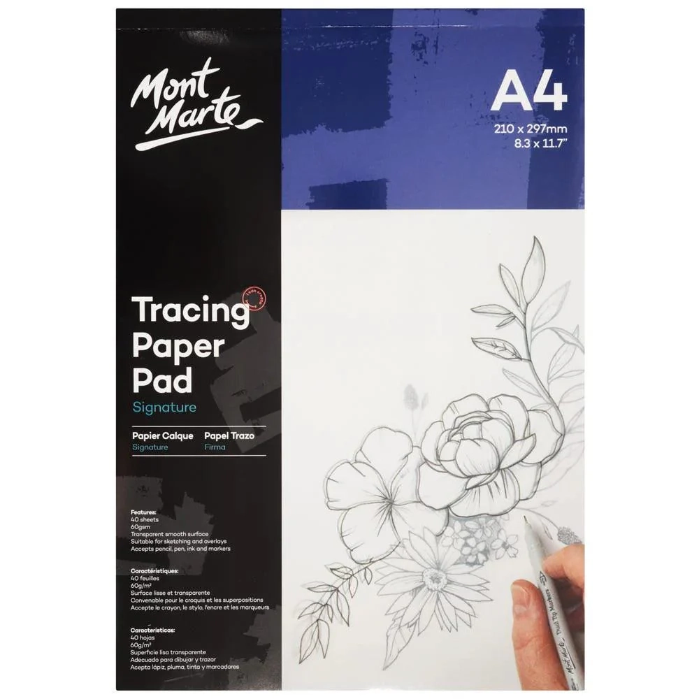 Tracing Paper Pad Signature 60gsm A4 40 Sheet Mont Marte Glowish