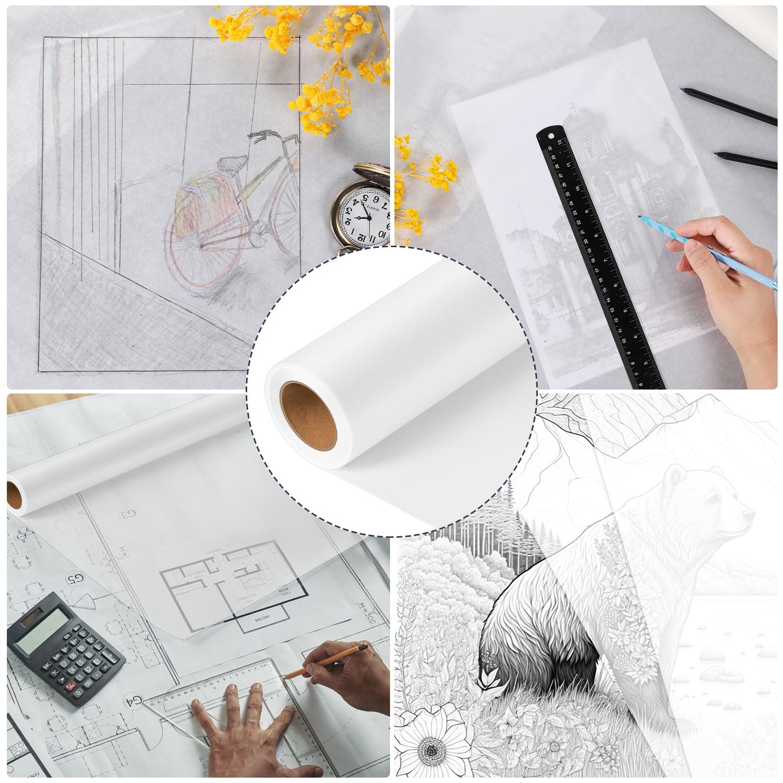 Tracing Paper Roll 24 Inch X 27 Metres White Tracing Paper 