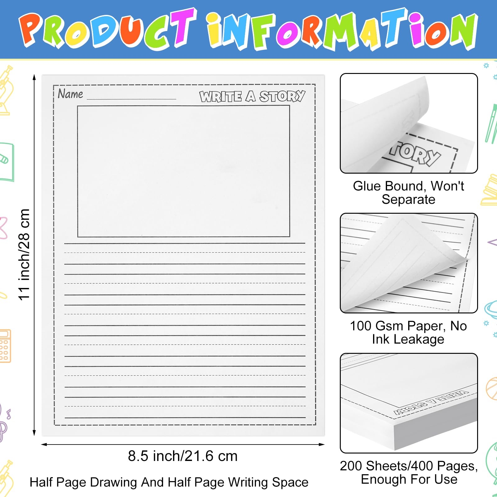 Kindergarten Lined Paper With Drawing Space