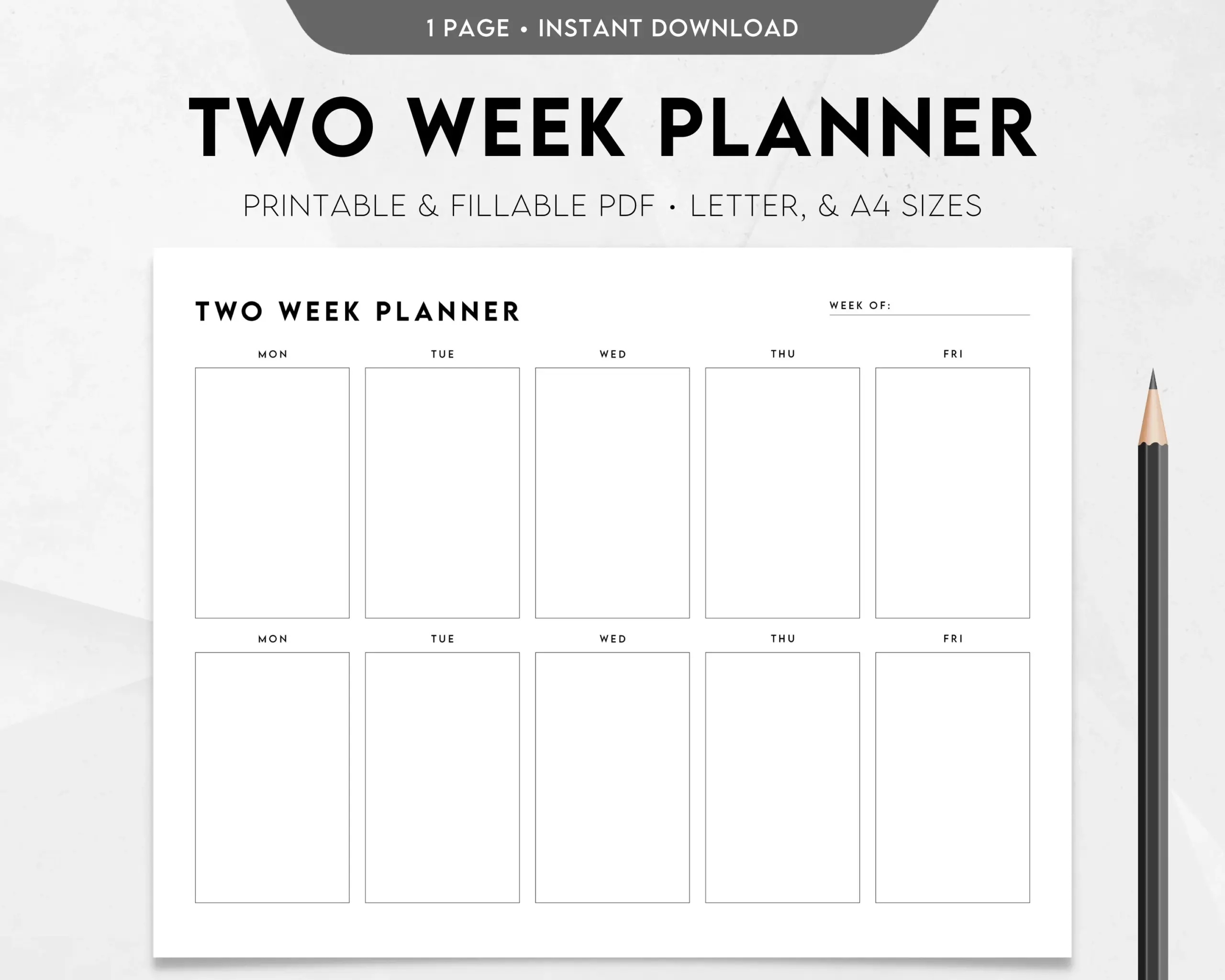 Two Week Planner Printable Weekly Calendar Weekly Schedule 
