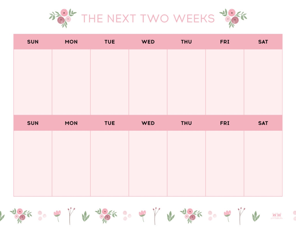 Blank Two Week Calendar Printable