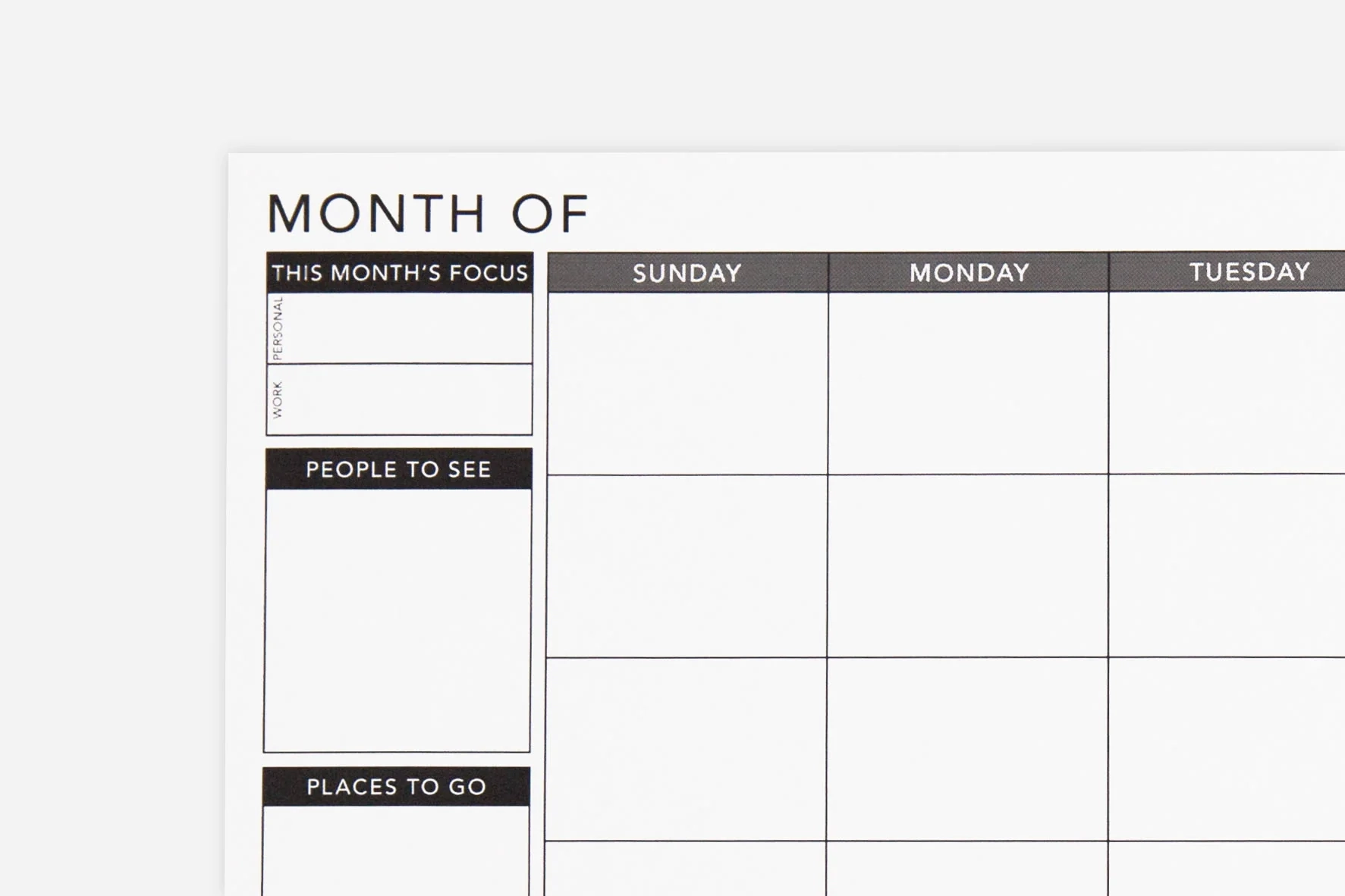 Undated Monthly Layout PDF Free Printable Passion Planner