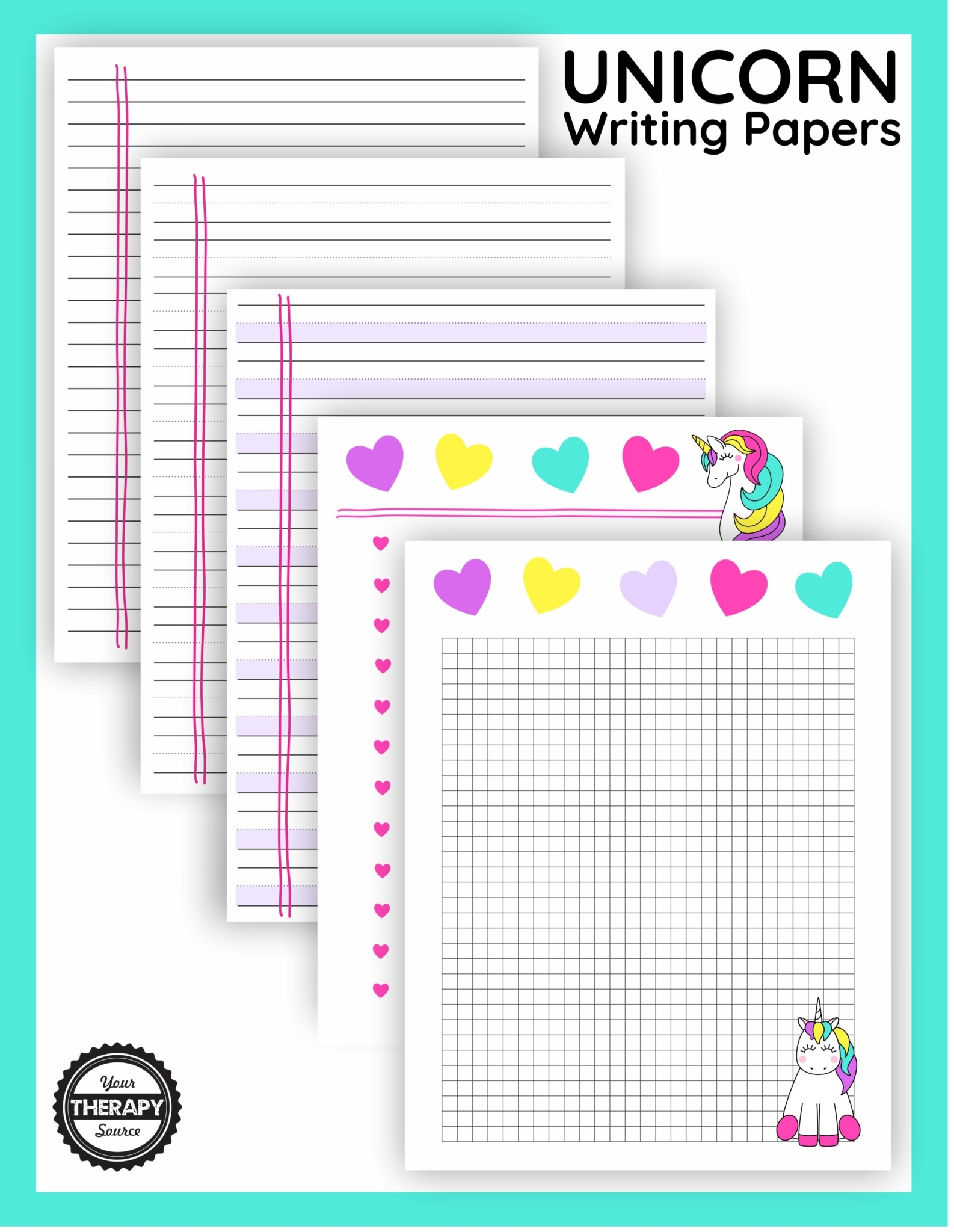 Unicorn Lined Paper