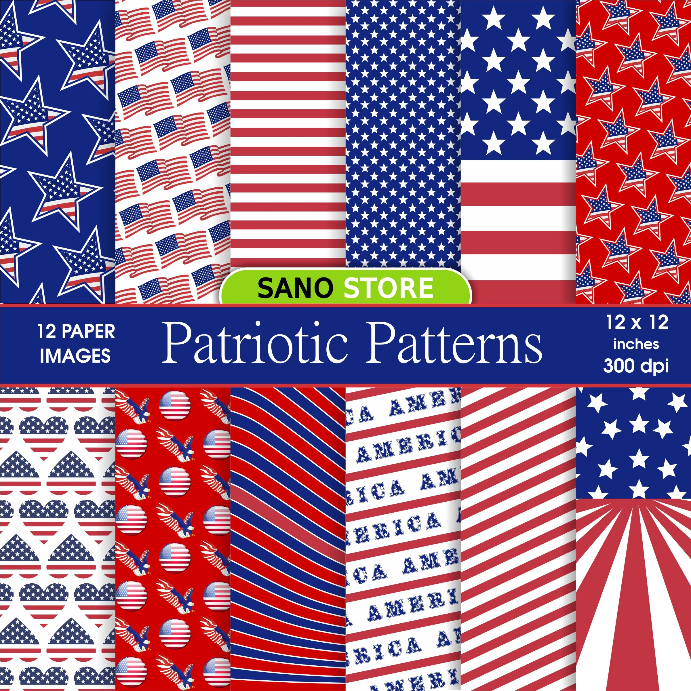 USA Patriotic Digital Papers Druckbare Hintergr nde Rot Wei 