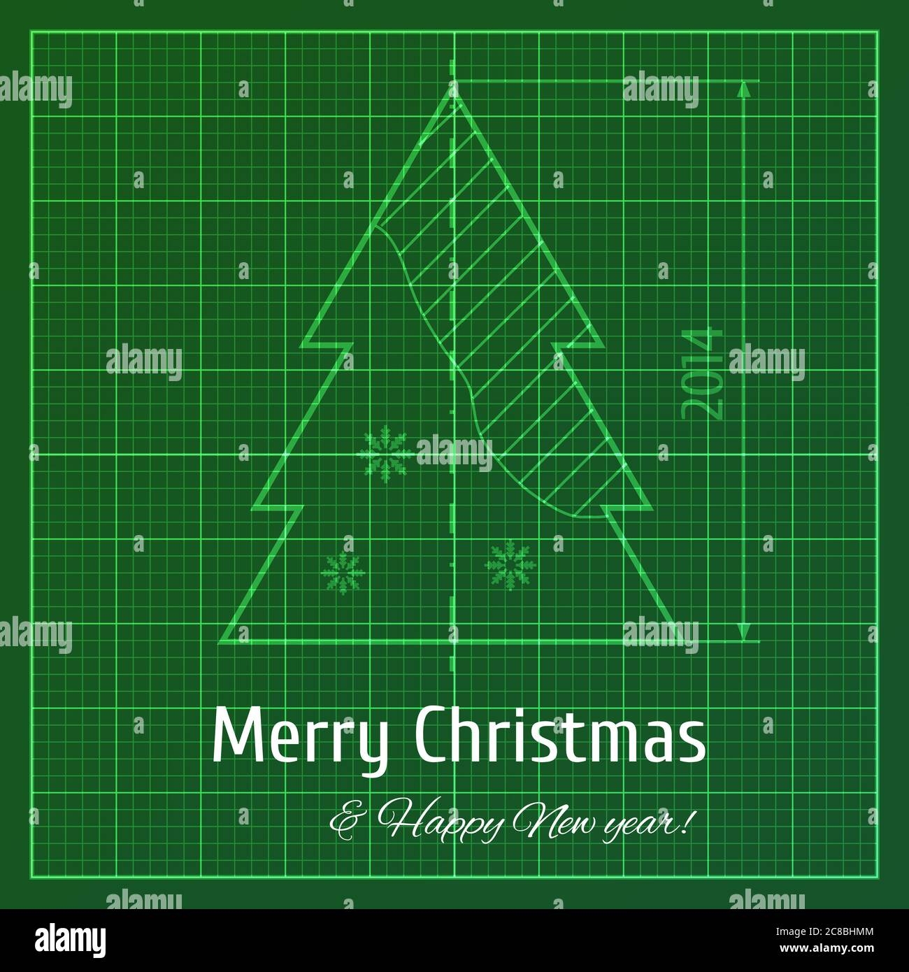 Vector Illustration Of Green Graph Paper Print For New Year And 