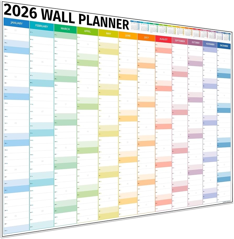 Wall Planner 2026 UK A1 Extra Large 84 X 60cm Colour Full Year 