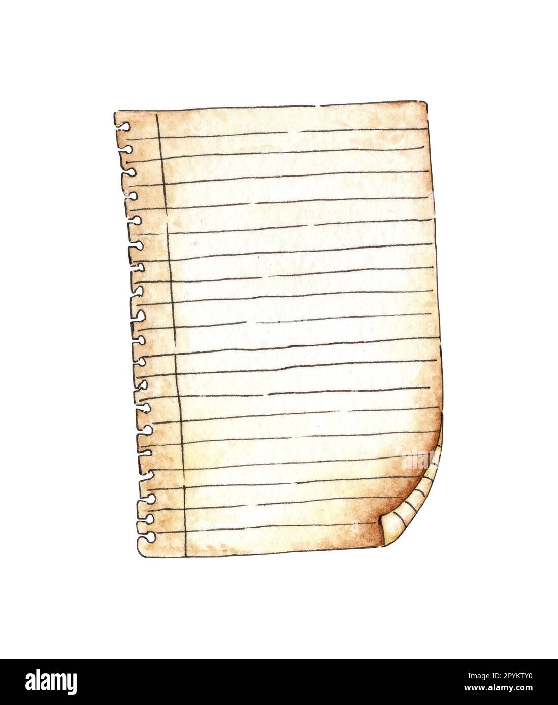 Watercolor Illustration Of A Lined Notebook Sheet Blank Notepad 