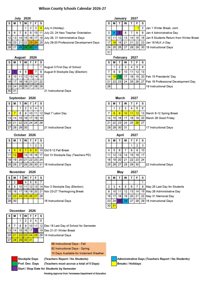 Tusd Calendar 2026 26 Printable
