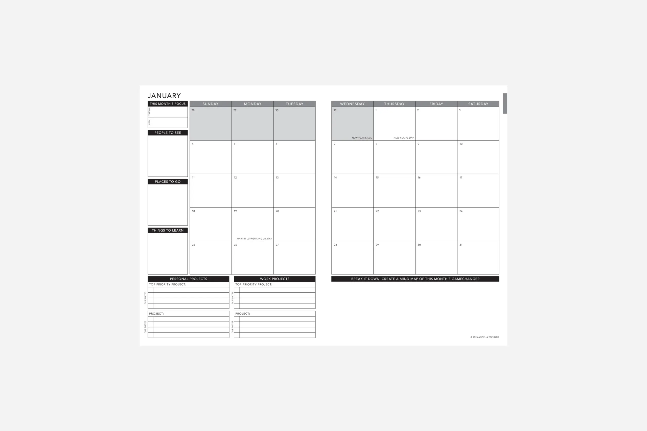 Weekly 2026 Planner Calendar